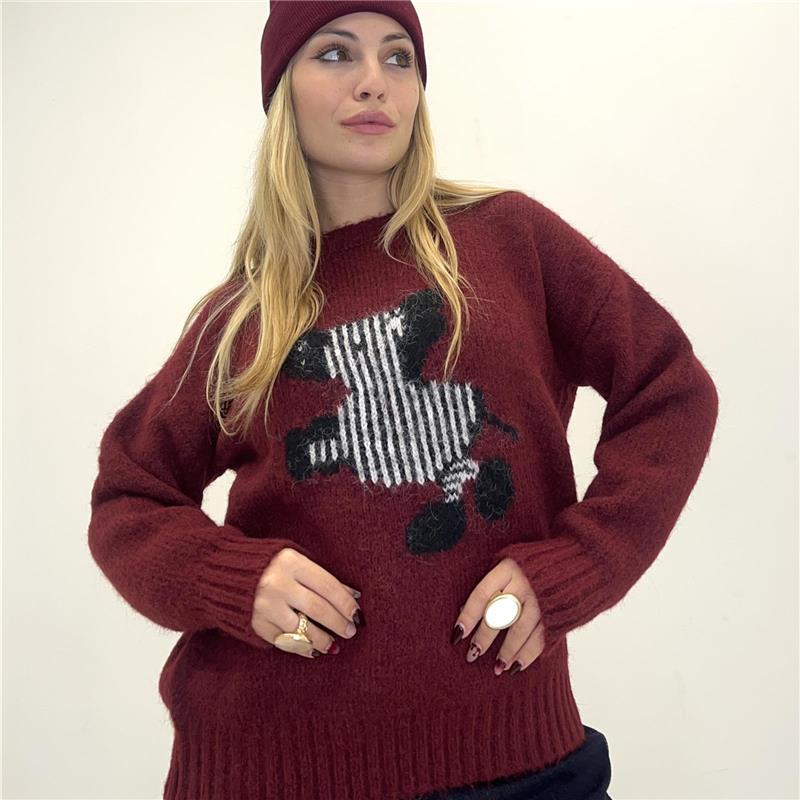 maglione girocollo in viscosa zebra